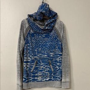 Roxy Blue and Gray Textured Hoodie Y2K